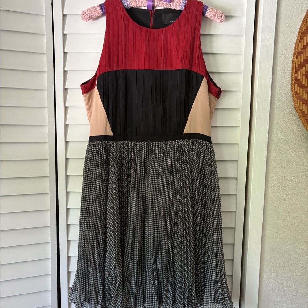 Greylin Red Pleated Dress
